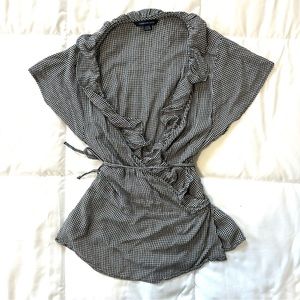 American Eagle Gingham Wrap Top